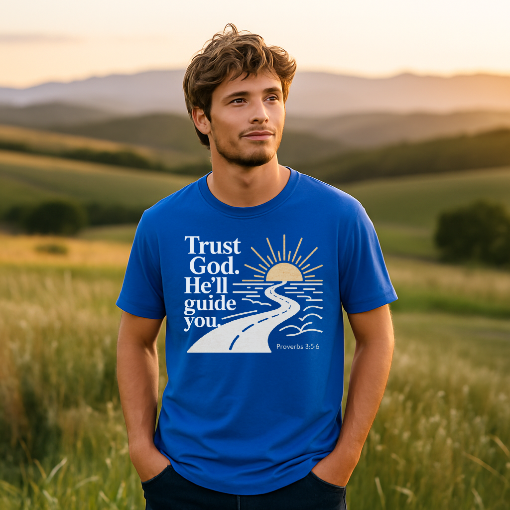 Trust God T-Shirt – Proverbs 3:5–6 Christian Unisex Tee – Faith-Based Encouragement Shirt