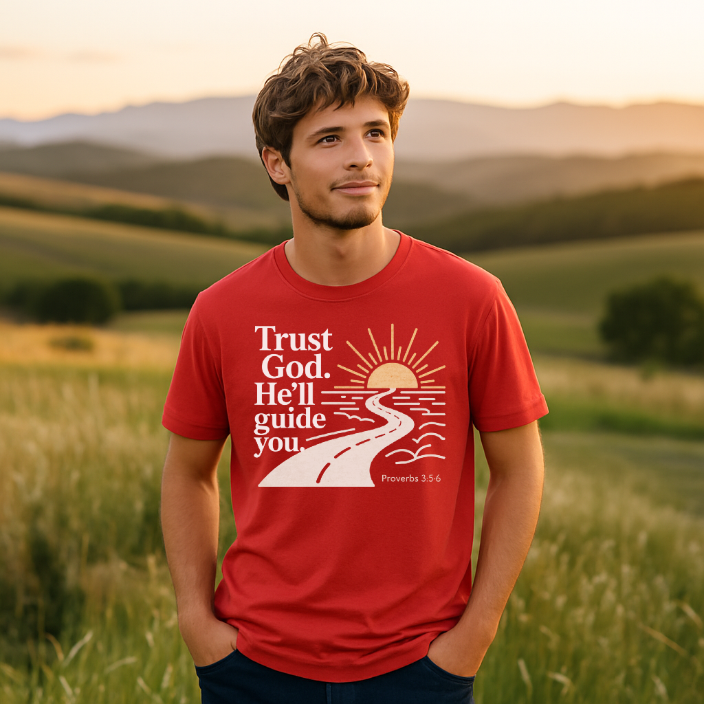 Trust God T-Shirt – Proverbs 3:5–6 Christian Unisex Tee – Faith-Based Encouragement Shirt