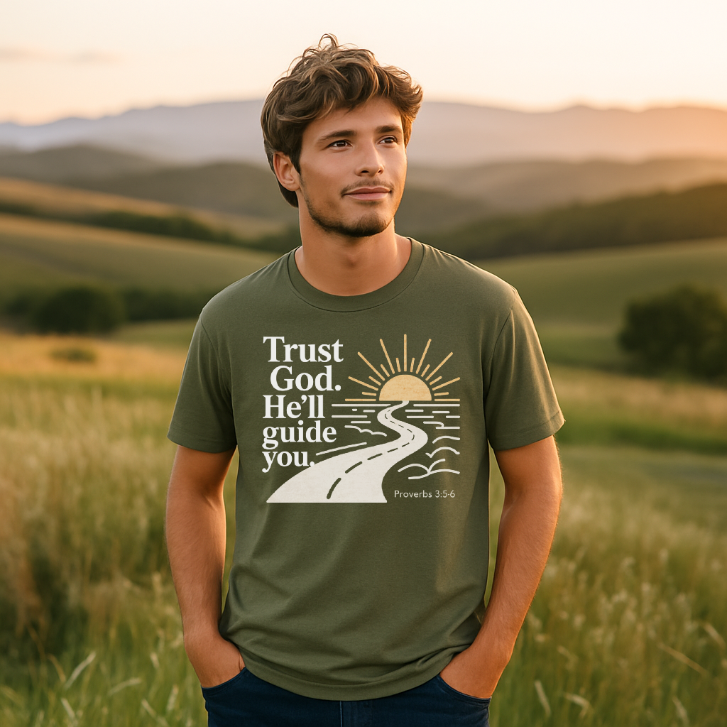 Trust God T-Shirt – Proverbs 3:5–6 Christian Unisex Tee – Faith-Based Encouragement Shirt