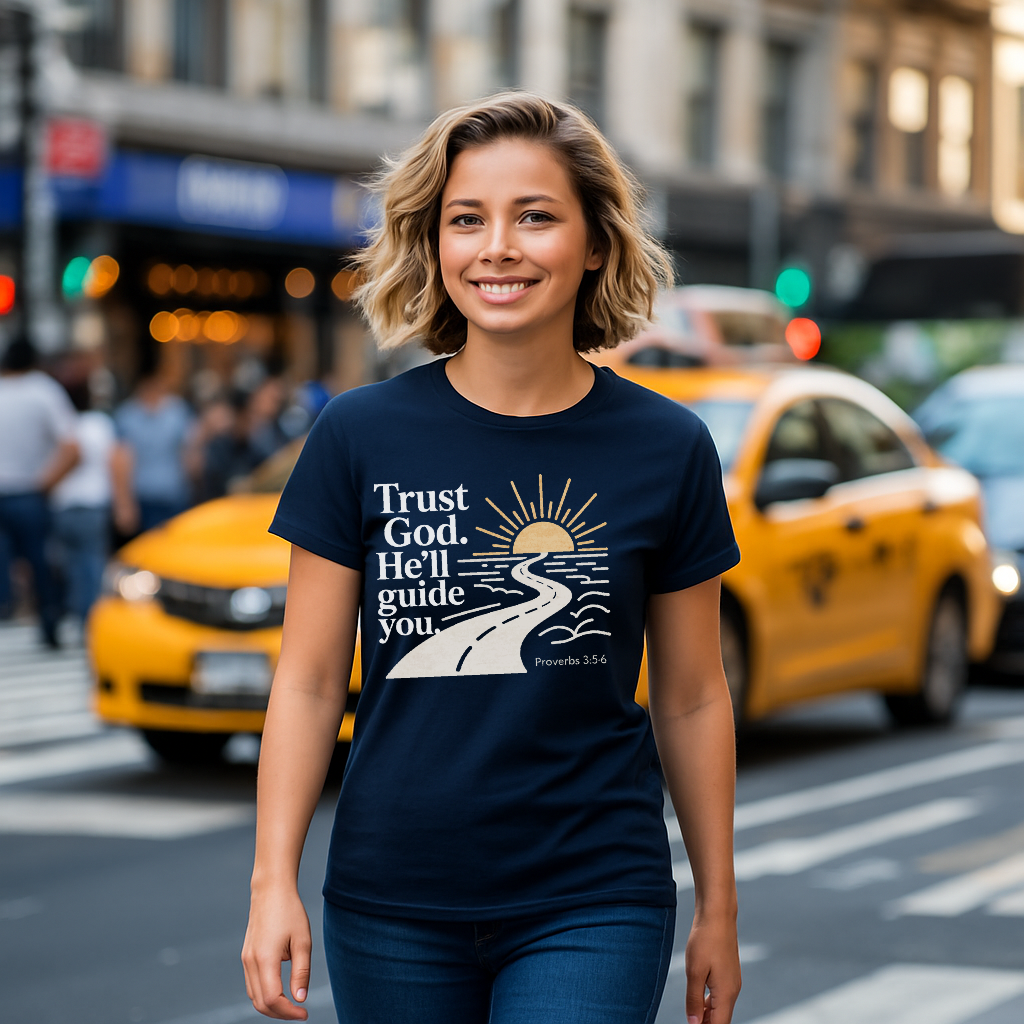 Trust God T-Shirt – Proverbs 3:5–6 Christian Unisex Tee – Faith-Based Encouragement Shirt