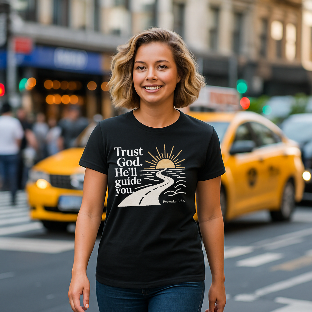 Trust God T-Shirt – Proverbs 3:5–6 Christian Unisex Tee – Faith-Based Encouragement Shirt