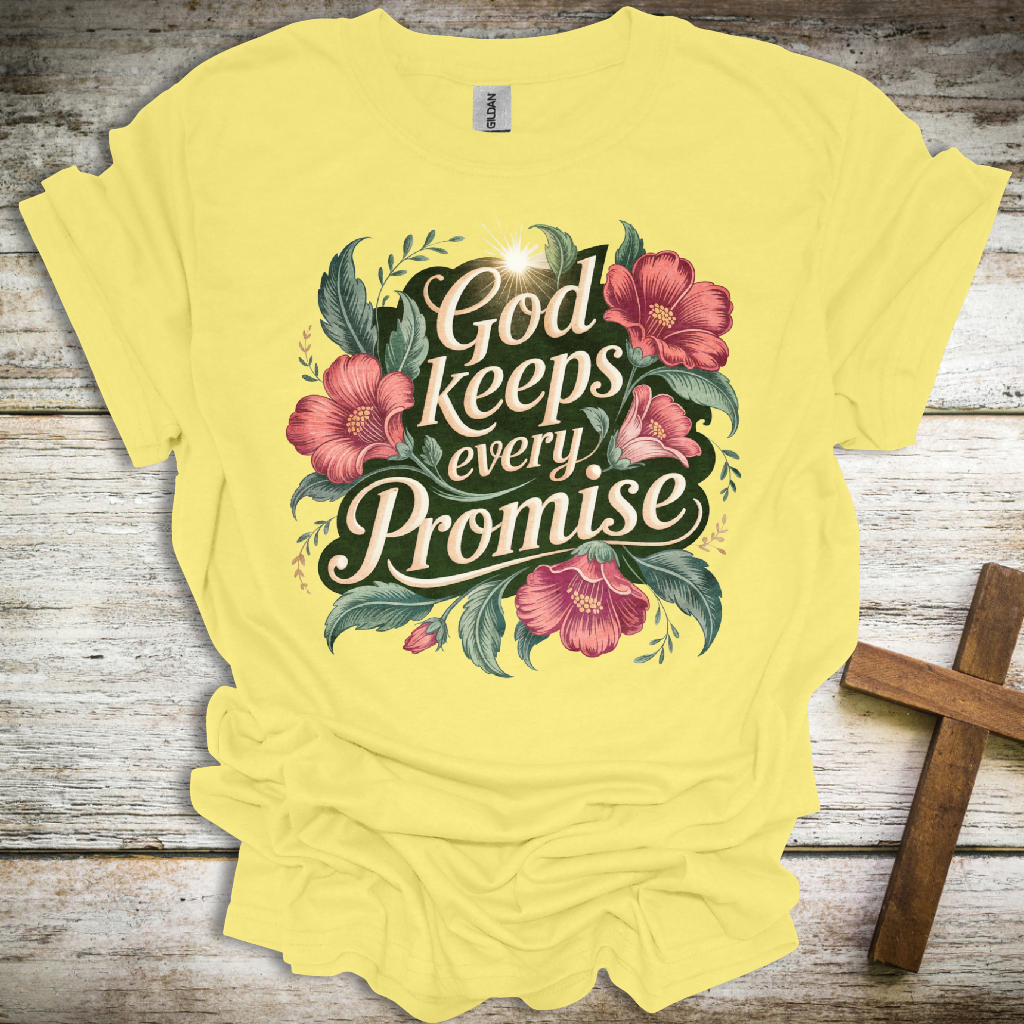 God Keeps Every Promise T-Shirt – Faith-Filled Floral Christian Tee – Unisex Scripture Shirt