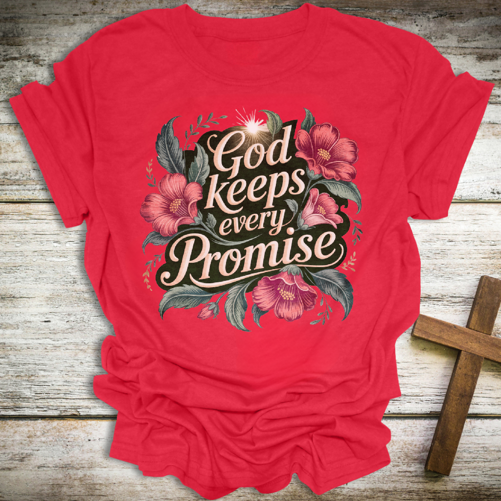 God Keeps Every Promise T-Shirt – Faith-Filled Floral Christian Tee – Unisex Scripture Shirt