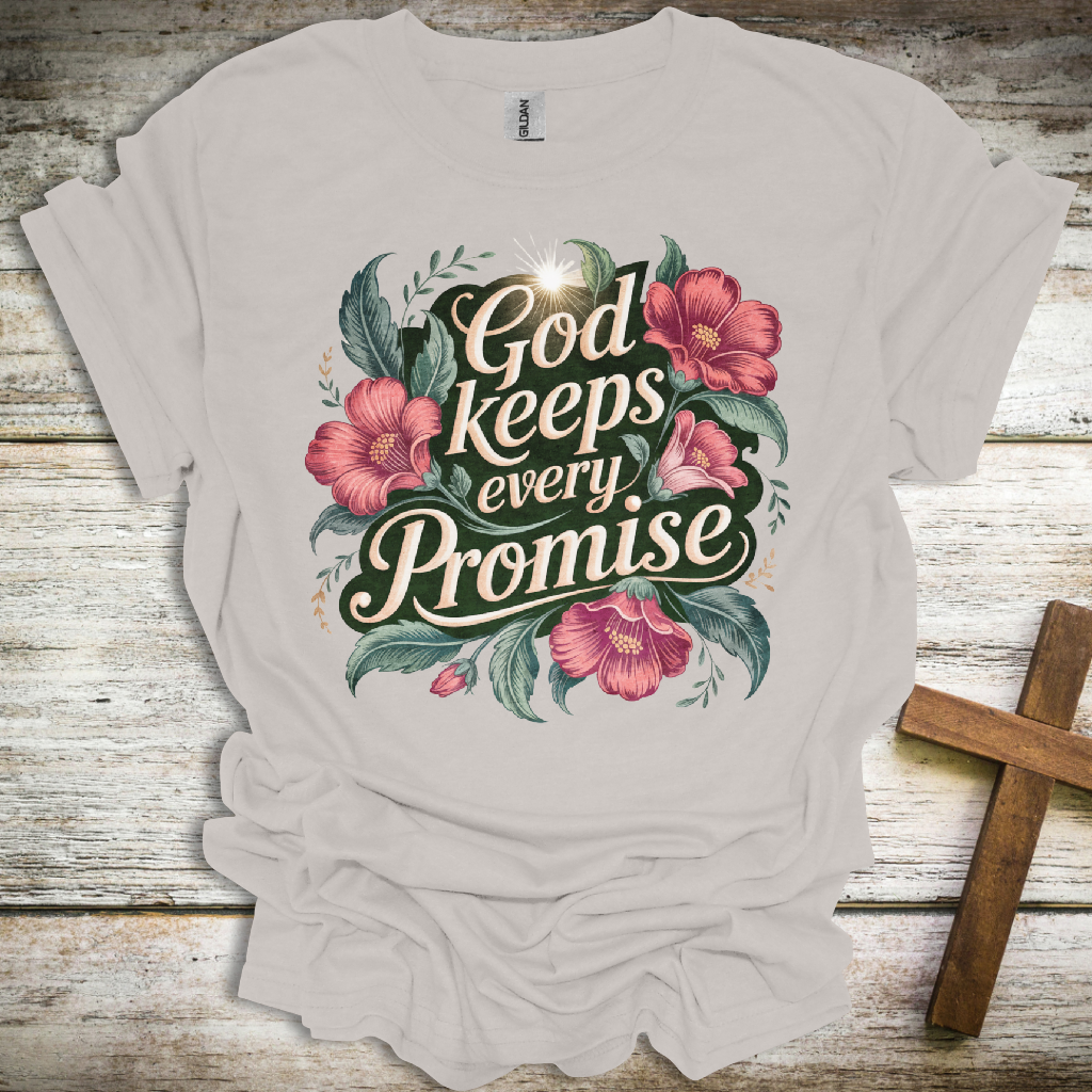 God Keeps Every Promise T-Shirt – Faith-Filled Floral Christian Tee – Unisex Scripture Shirt