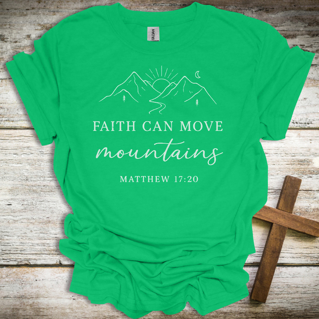 Inspirational Mountain Faith T-Shirt - Matthew 17:20