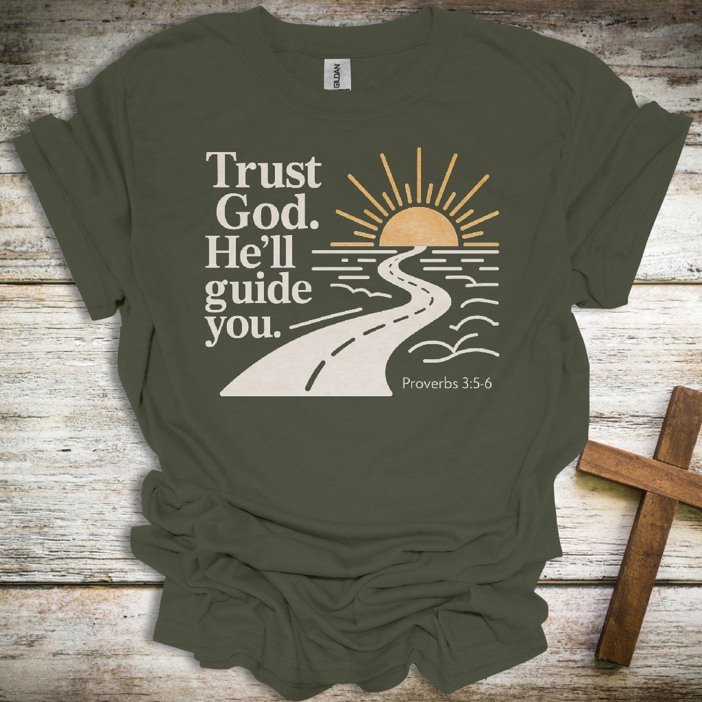 Trust God T-Shirt – Proverbs 3:5–6 Christian Unisex Tee – Faith-Based Encouragement Shirt
