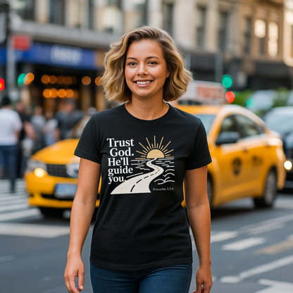 Trust God T-Shirt – Proverbs 3:5–6 Christian Unisex Tee – Faith-Based Encouragement Shirt