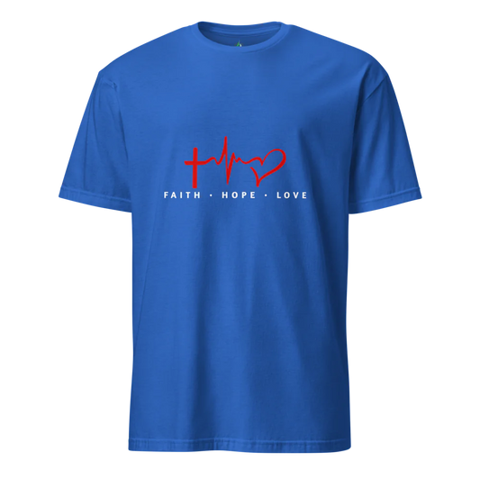 Faith Hope Love Christian T-Shirt – Cross Heartbeat Design